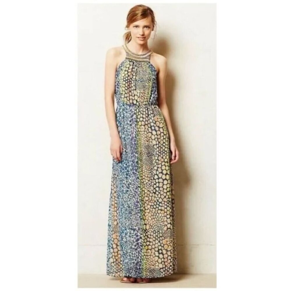 HD in Paris Anthropologie Mayacamas Maxi Dress Multi Colored Sleeveless Size‎ 6